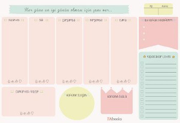 Haftalık Organizer Bloknot