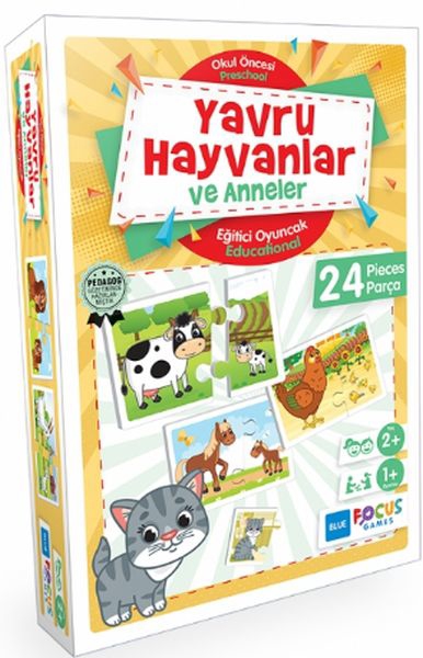 Blue Focus Yavru Hayvanlar ve Anneler - Eğitici Oyunlar 24 Parça
