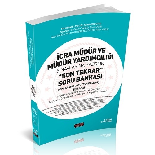 İcra Müdür Ve Müdür Yardımcılığı Son Tekrar Soru Bankası - 2020