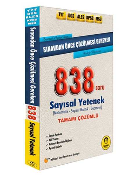 Tasarı DGS ALES TYT KPSS Öncesi Çözülmesi Gereken Sayısal Yetenek 838 Soru (Yeni)