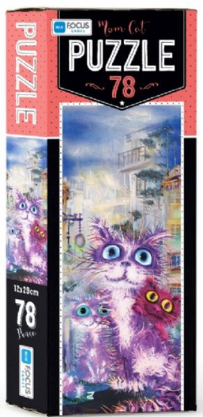 Blue Focus Mom Cat - Puzzle 78 Parça