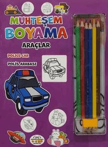 Muhteşem Boyama - Araçlar + 6lı Boya Kalemi