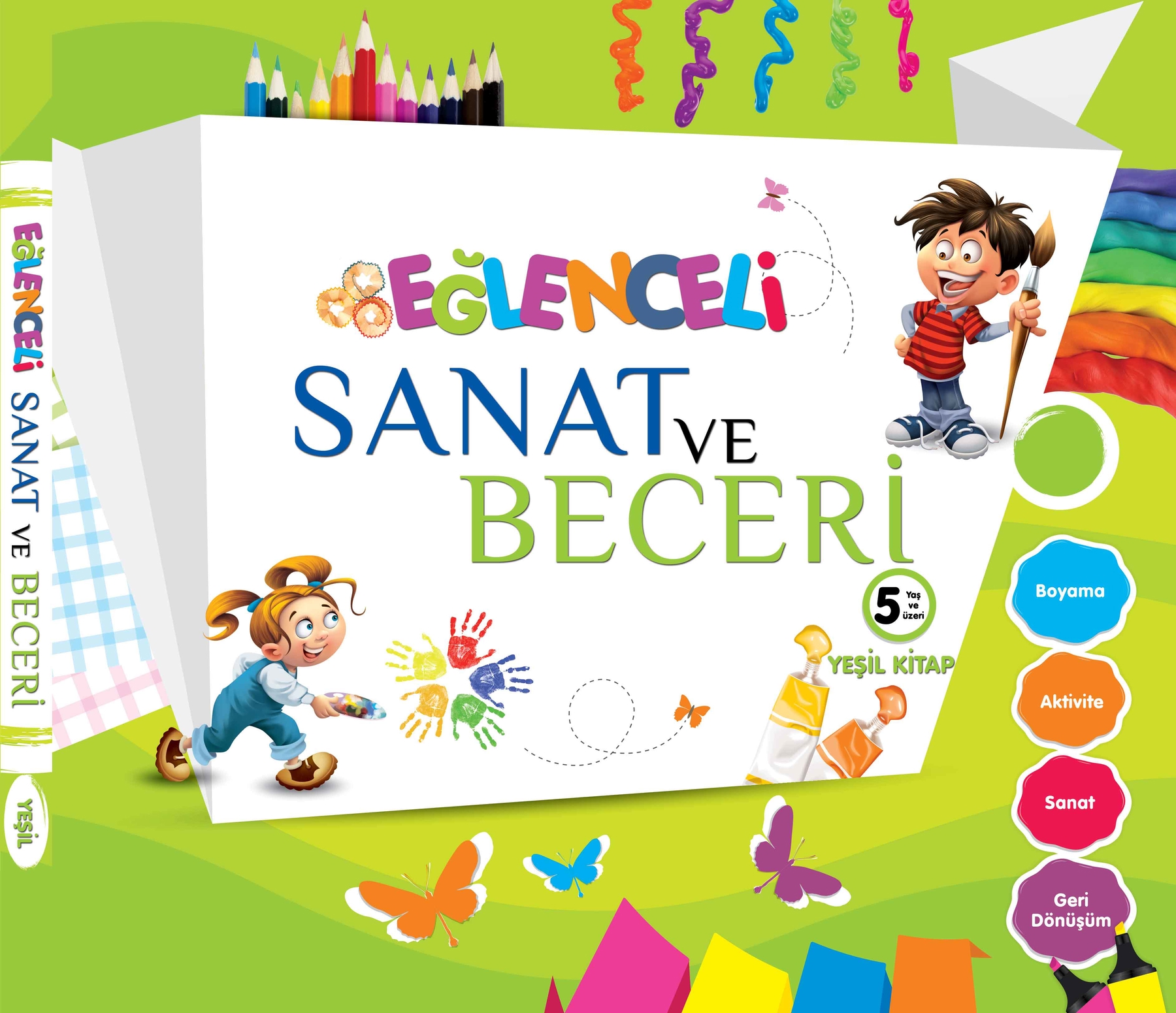 Eğlenceli Sanat ve Beceri - Yeşil Kitap +5 Yaş