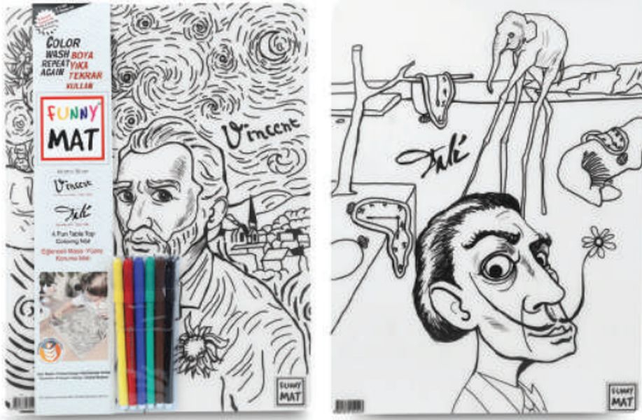 Funny Mat - Vıncent Van Gogh Ve Salvador Dalı 6'Lı Kalem Hediyeli 30 x 40 cm