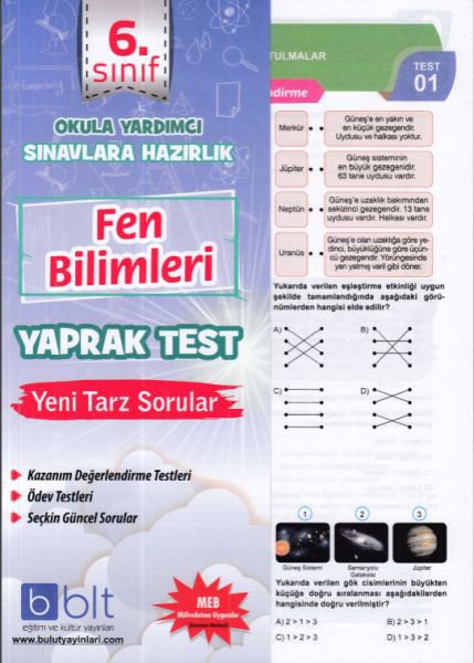 Bulut 6.Sınıf Fen Bilimleri Yaprak Test (Yeni)