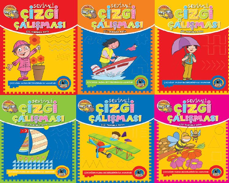 Sevimli Çizgi Çalışması - Çiz-Tamamla-Boya (6 Kitap)