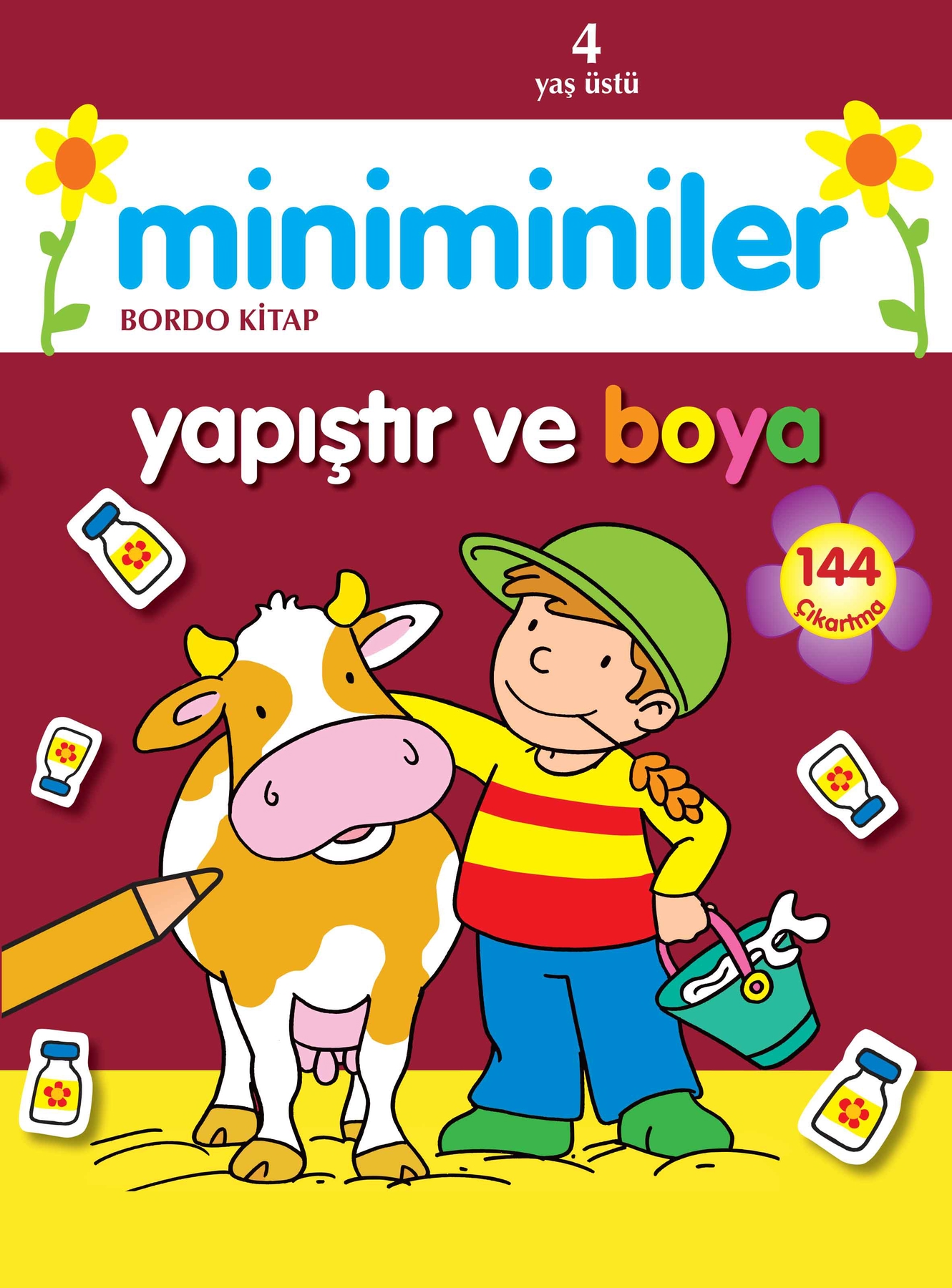 Miniminiler Yapıştır ve Boya (Bordo Kitap)