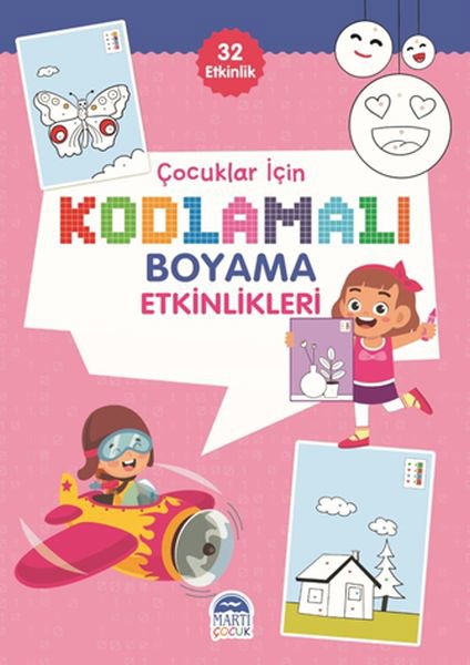 Çocuklar İçin Kodlamalı Boyama Etkinlikleri - Pembe - 32 Etkinlik
