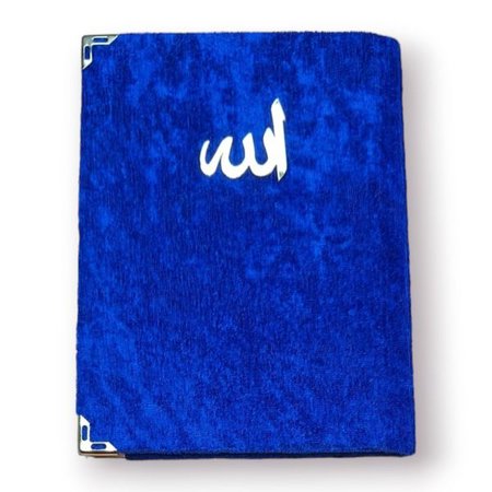 Çanta Boy Kadife Kapaklı Yasin Kitabı Süngerli 128 Sayfa Saks Mavi Renk