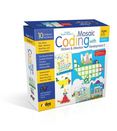 Mosaic Coding with Stickers&Attention Development-2 - Grade-Level 2 - Creative Mosaic Stickers-2 - A