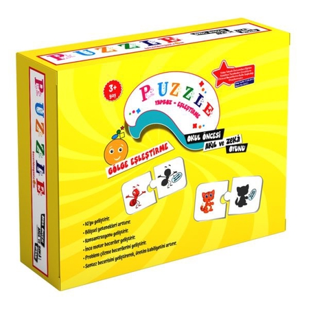 Puzzle Gölge Eşleştirme Okul Öncesi Akıl ve Zeka Oyunu 3 Yaş - 96 Parça
