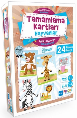 Blue Focus Tamamlama Kartları Hayvanlar - Eğitici Oyunlar 24 Parça