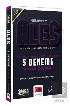 2024 ALES Vip Sayısal-Sözel Yetenek Tamamı Detaylı Çözümlü 5 Deneme Sınavı