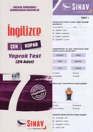 Sınav 7. Sınıf İngilizce Çek Kopar Yaprak Test Yeni