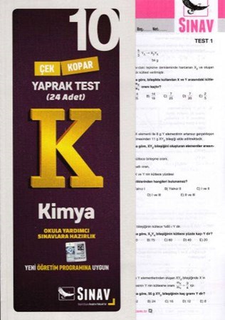 Sınav 10. Sınıf Kimya Çek Kopar Yaprak Test Yeni