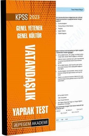 2023 KPSS Vatandaşlık Yaprak Test