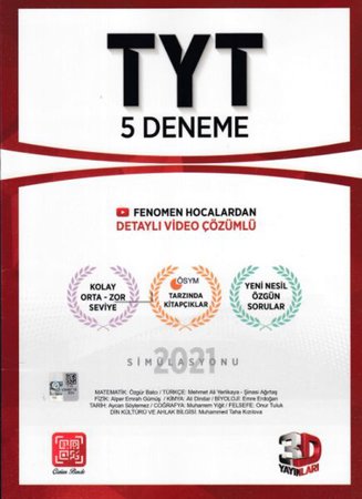 3D TYT Tamamı Video Çözümlü 5 Deneme (Yeni)