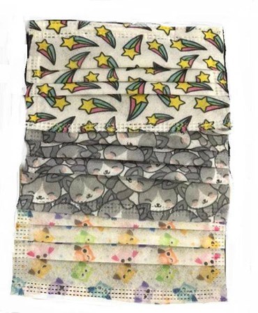 3 Katlı Telli Desenli Çocuk Maskesi 50 Adet