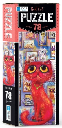 Blue Focus Red Cat - Puzzle 78 Parça