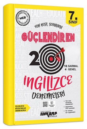 7. Sınıf İngilizce Güçlendiren 20 Deneme Sınavı