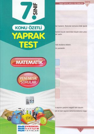 Evrensel  7. Sınıf Matematik Konu Özetli Yaprak Test (Yeni)