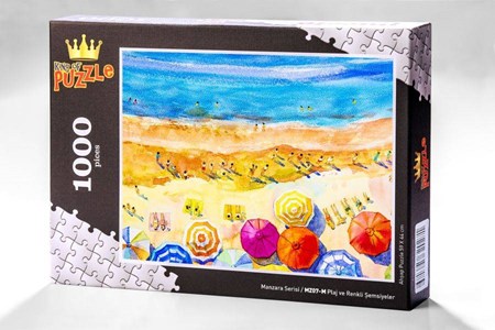 Manzara Serisi Plaj Ve Renkli Şemsiyeler 1000 Parça Puzzle Mz07 M