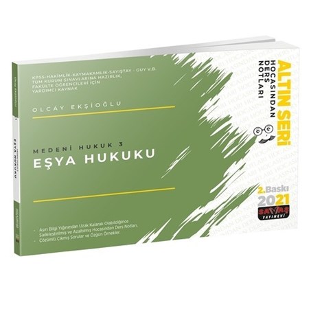 Medeni Hukuk 3 Eşya Hukuku Hocasından Ders Notları - Olcay Ekşioğlu 2021