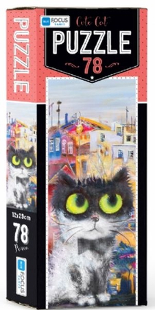 Blue Focus Cute Cat - Puzzle 78 Parça