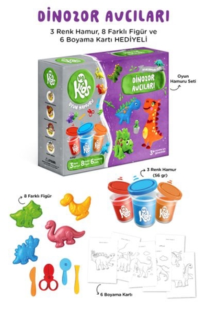 Dinozor Avcıları Oyun Hamuru Seti (17 Parça - 352 Gr)