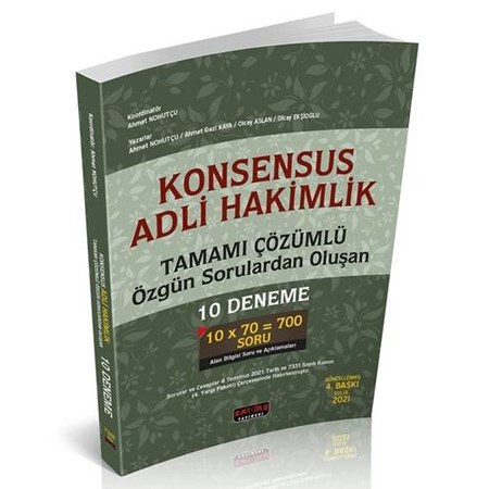 KONSENSUS Adli Hakimlik Tamamı Çözümlü ​Özgün Sorulardan Oluşan 10 Deneme