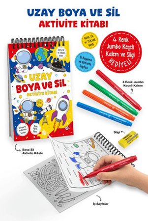 Uzay - Boya ve Sil Aktivite Kitabı / 3 Yaş +