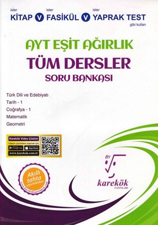 Karekök Ayt Eşit Ağırlık Tüm Dersler Soru Bankası Akıllı Tahta Uyumludur Yeni