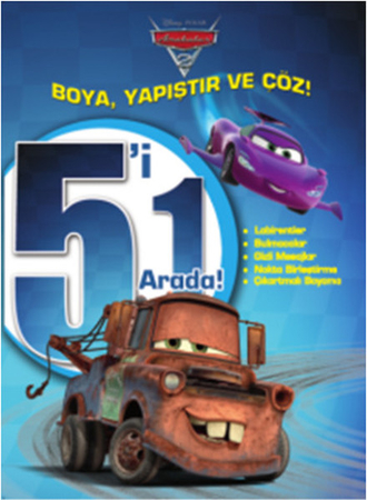 Disney Arabalar 5'i 1 Arada Boya, Yapıştır ve Çöz!