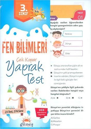 Güneş 3.Sınıf Fen Bilimleri Çek Kopar Yaprak Test