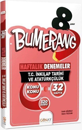 8. Sınıf T.C İnkılap Tarihi ve Atatürkçülük Bumerang Konu Konu Haftalık Denemeler
