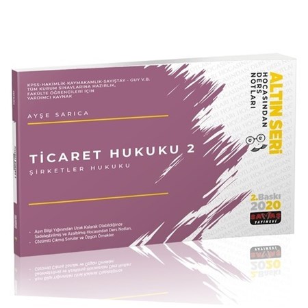 Ticaret Hukuku 2 Şirketler Hukuku Hocasından Ders Notları - 2020