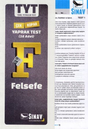 Sınav Tyt Felsefe Yaprak Test Yeni