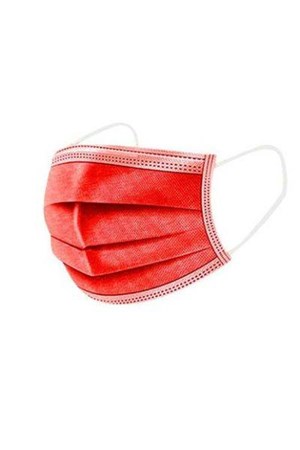 3 Katlı Telli Cerrahi Maske Kırmızı 50 Adet