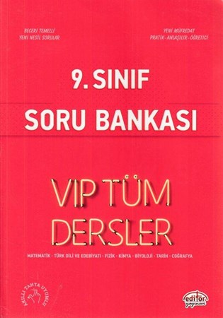 Editör 9. Sınıf Vip Tüm Dersler Soru Bankası Kırmızı Kitap Yeni