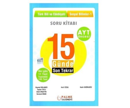 15 Günde Son Tekrar Türk Dili Ve Edebiyatı - Sosyal Bilimler Soru Kitabı