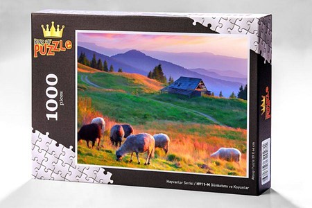 Hayvanlar Serisi Günbatımı Ve Koyunlar 1000 Parça Puzzle Hv11 M