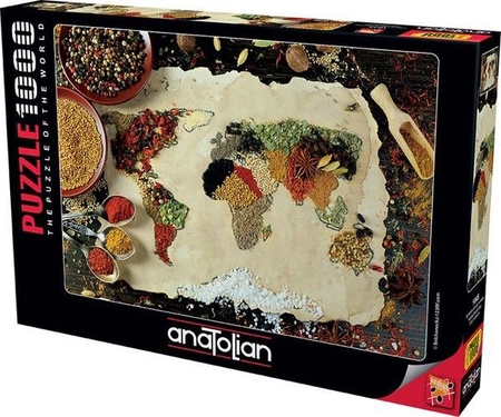 Anatolian Baharatlı Dünya Haritası 1000 Parça Puzzle (1045)