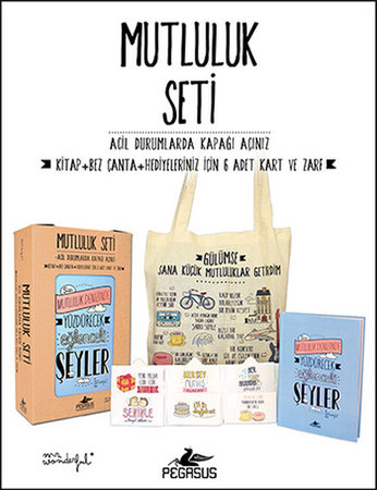 Mutluluk Seti (Kitap + Bez Çanta + Hediyeleriniz İçin 6 Adet Kart ve Zarf)