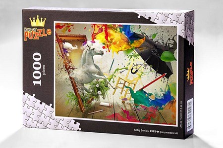 Kolaj Serisi Çerçevedeki At 1000 Parça Puzzle Kj03 M