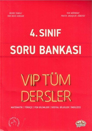 Editör 4. Sınıf Vip Tüm Dersler Soru Bankası Kırmızı Kitap Yeni