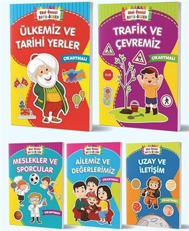 Boya Öğren Çıkartmalı Çocuk Kitapları (5 Kitap Takım)