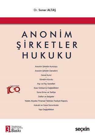 Anonim Şirketler Hukuku- 3. Baskı