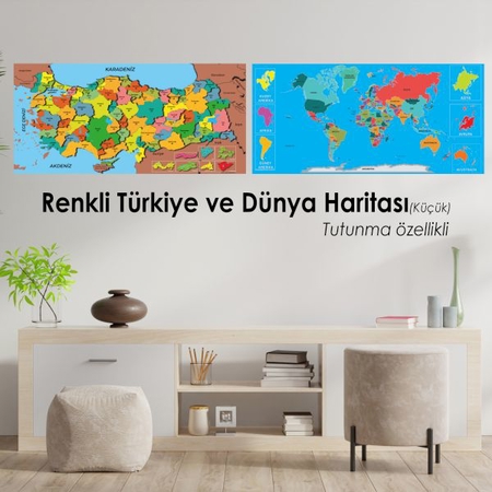Türkiye Haritası Renkli -  Dünya Haritası Renkli (Rulo)