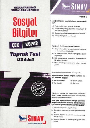 Sınav 7. Sınıf Sosyal Bilgiler Çek Kopar Yaprak Test Yeni