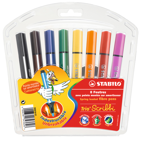 Stabilo Trio Scribbi Yaylı Uçlu Keçeli Kalem 8 Renk